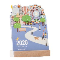 WISHMADE Factory Laser Cut Engrave Amusement DIY Desk Calendar With Wood Base