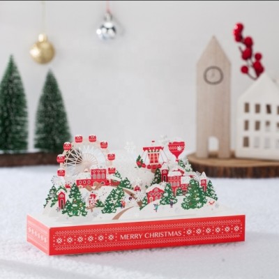 WISHMADE Paper Snow and Sky Wheel Christmas 3d Card And Tree GX7088