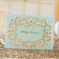 CW7023 WISHMADE Wholesale New Turquoise Marriage Invitation Card With Green Envelope