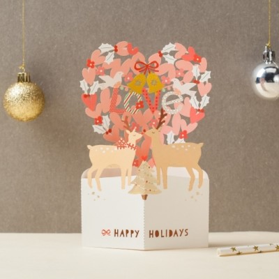 WISHMADE GX8086 Laser Cut Elks 3D Pop Up Christmas Card Greeting Card