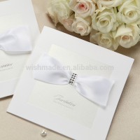 White flower embossing wedding invitation card PK838_WH