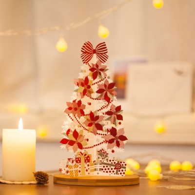 WISHMADE GX8088 New Design Laser Cut 3D Christmas Tree Greeting Card With Gold Envelope