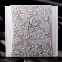 Embossed Flowers Square Wedding Invitation Card W1105