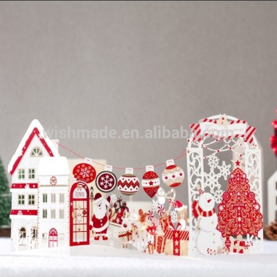 WISHMADE Christmas Cards Laser Cut Snow And House GX7096