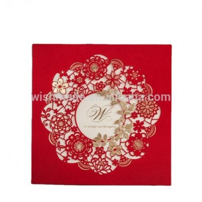 CW5522 Wishmade Square Double Happiness Red Laser Cut Wedding Decoration Invitation Card